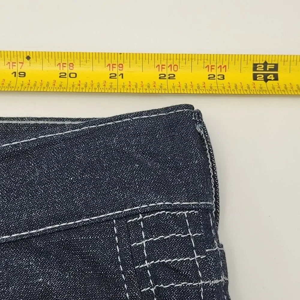 True Religion Jeans Moto Slim Men Sz 42 x 34 Dark Wash Contrast Stitch Textured